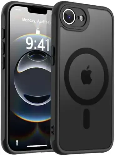 MOCCA Strong Magnetic for iPhone 16e Case [Compatible with Magsafe] [Full Camera Protection] Slim Translucent Matte Shockproof Cover for iPhone 16e Phone Case 6.1'',Black - MOCCA