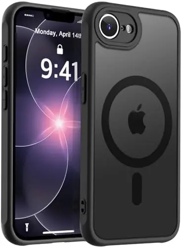 MOCCA Strong Magnetic for iPhone 16e Case [Compatible with Magsafe] [Full Camera Protection] Slim Translucent Matte Shockproof Cover for iPhone 16e Phone Case 6.1'',Black - 1