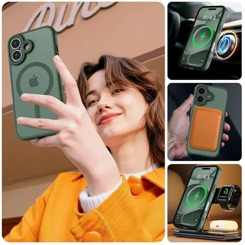 MOCCA Magnetic for iPhone 17 Case, (Compatible with Magsafe) (16FT Military Grade Protection) Full Camera Protection Anti-Fingerprint Slim Translucent Matte Phone Cover 6.3