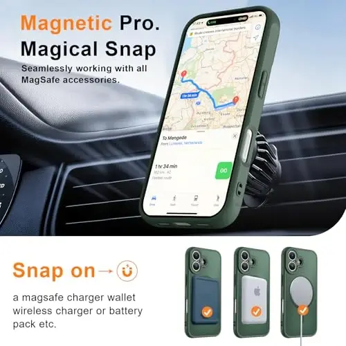 MOCCA iPhone 17 için Manyetik Kılıf, (Magsafe Uyumlu) (16FT Askeri Sınıf Koruma) Tam Kamera Koruması Parmak İzi Önleyici İnce Yarı Saydam Mat Telefon Kapağı 6.3