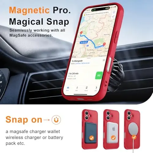 MOCCA iPhone 17 için Manyetik Kılıf, (Magsafe Uyumlu) (16FT Askeri Sınıf Koruma) Tam Kamera Koruması Parmak İzi Önleyici İnce Yarı Saydam Mat Telefon Kılıfı 6.3