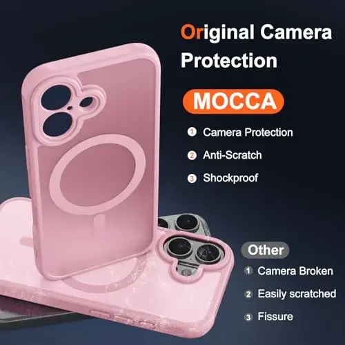 MOCCA iPhone 17 için Manyetik Kılıf, (Magsafe Uyumlu) (16FT Askeri Sınıf Koruma) Tam Kamera Koruması Parmak İzi Önleyici İnce Yarı Saydam Mat Telefon Kılıfı 6.3