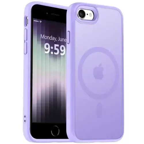 MOCCA Strong Magnetic for iPhone SE Case 2022/iPhone SE 2020 Case/iPhone 7 Case/iPhone 8 Case [Compatible with Magsafe] Slim Thin Translucent Matte Protective Cover Phone Case 4.7'', Light Purple - 1