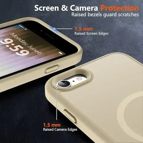 MOCCA Strong Magnetic for iPhone SE Case 2022/iPhone SE 2020 Case/iPhone 7 Case/iPhone 8 Case [Compatible with Magsafe] Slim Thin Translucent Matte Protective Cover Phone Case 4.7'', Light Gold - 5