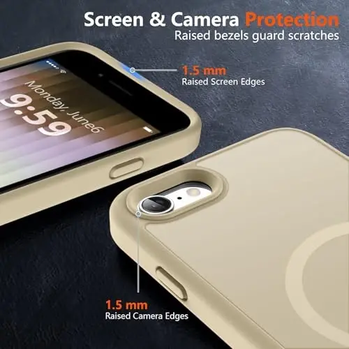 MOCCA iPhone SE 2022/iPhone SE 2020/iPhone 7/iPhone 8 Kılıfı için Güçlü Manyetik [Magsafe ile Uyumlu] İnce Hafif Yarı Saydam Mat Koruyucu Kapaklı Telefon Kılıfı 4.7'', Açık Altın - 5