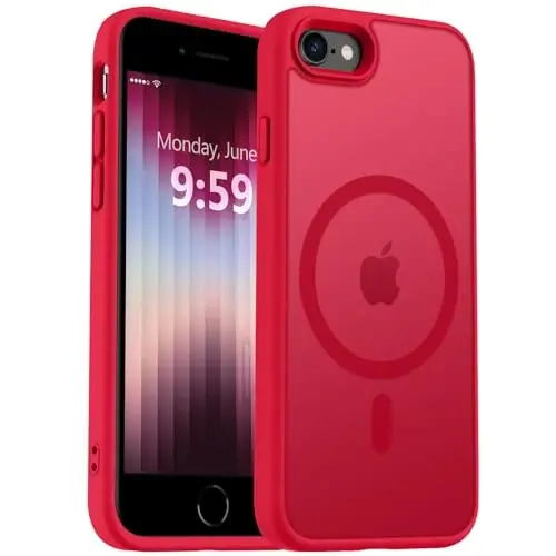 MOCCA Strong Magnetic for iPhone SE Case 2022/iPhone SE 2020 Case/iPhone 7 Case/iPhone 8 Case [Compatible with Magsafe] Slim Thin Translucent Matte Protective Cover Phone Case 4.7'', Red - MOCCA