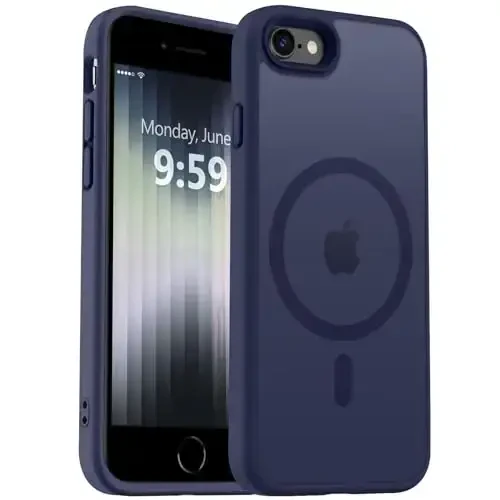 MOCCA Strong Magnetic for iPhone SE Case 2022/iPhone SE 2020 Case/iPhone 7 Case/iPhone 8 Case [Compatible with Magsafe] Slim Thin Translucent Matte Protective Cover Phone Case 4.7'', Deep Blue 