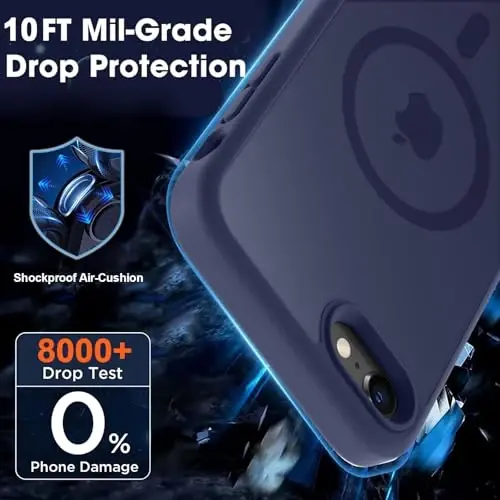 MOCCA Strong Magnetic for iPhone SE Case 2022/iPhone SE 2020 Case/iPhone 7 Case/iPhone 8 Case [Compatible with Magsafe] Slim Thin Translucent Matte Protective Cover Phone Case 4.7'', Deep Blue - 4