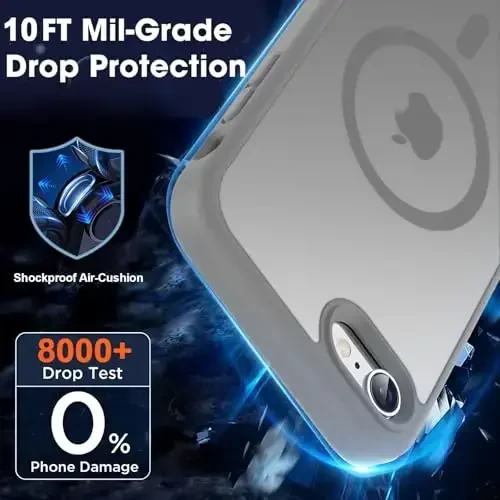 MOCCA Strong Magnetic for iPhone SE Case 2022/iPhone SE 2020 Case/iPhone 7 Case/iPhone 8 Case [Compatible with Magsafe] Slim Thin Translucent Matte Protective Cover Phone Case 4.7'', Titanium Gray - 4