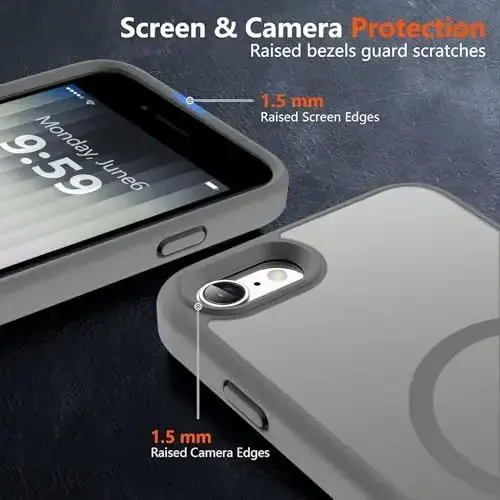 MOCCA Strong Magnetic for iPhone SE Case 2022/iPhone SE 2020 Case/iPhone 7 Case/iPhone 8 Case [Compatible with Magsafe] Slim Thin Translucent Matte Protective Cover Phone Case 4.7'', Titanium Gray - 5