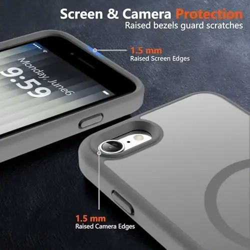 MOCCA Strong Magnetic for iPhone SE Case 2022/iPhone SE 2020 Case/iPhone 7 Case/iPhone 8 Case [Compatible with Magsafe] Slim Thin Translucent Matte Protective Cover Phone Case 4.7'', Titanium Gray - 5