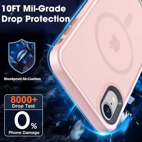MOCCA Strong Magnetic for iPhone XR Phone Case, [Compatible with Magsafe][Mil-Grade Drop Protection] Slim Thin Translucent Matte Protective Cover Case for iPhone XR Case 6.1'', Pink - 4