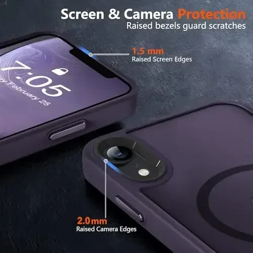 MOCCA Strong Magnetic for iPhone XR Phone Case, [Compatible with Magsafe][Mil-Grade Drop Protection] Slim Thin Translucent Matte Protective Cover Case for iPhone XR Case 6.1'', Deep Purple - 5