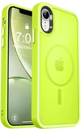 MOCCA iPhone XR uchun kuchli magnitli g'ilof, [Magsafe bilan mos] [Harbiy darajadagi tushishdan himoya] Yupqa shaffof mat himoya qopqog'i iPhone XR 6.1'' uchun, lyuminestsent yashil - 1