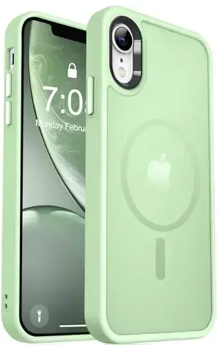MOCCA iPhone XR uchun kuchli magnitli g'ilof, [Magsafe bilan mos] [Harbiy darajadagi tushishdan himoya] Yupqa shaffof matli himoya g'ilofi iPhone XR Case 6.1'' uchun, och yashil - 1