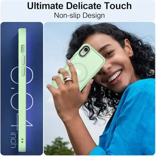 MOCCA iPhone XR uchun kuchli magnitli g'ilof, [Magsafe bilan mos] [Harbiy darajadagi tushishdan himoya] Yupqa shaffof matli himoya g'ilofi iPhone XR Case 6.1'' uchun, och yashil - 6