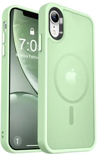 MOCCA iPhone XR uchun kuchli magnitli g'ilof, [Magsafe bilan mos] [Harbiy darajadagi tushishdan himoya] Yupqa shaffof matli himoya g'ilofi iPhone XR Case 6.1'' uchun, och yashil 