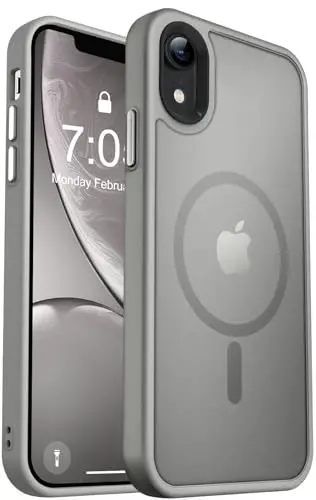 MOCCA iPhone XR uchun kuchli magnitli g‘ilof, [Magsafe bilan mos keladi][Harbiy darajadagi tushishdan himoya] Yengil ingichka yarim shaffof mat qoplamali himoya g‘ilofi iPhone XR 6.1'' uchun, Titanium kulrang 