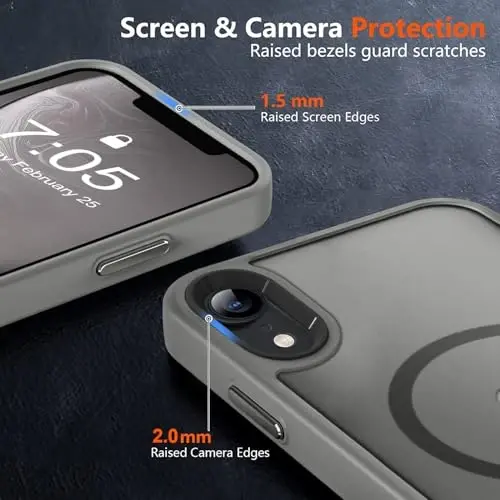 MOCCA iPhone XR uchun kuchli magnitli g‘ilof, [Magsafe bilan mos keladi][Harbiy darajadagi tushishdan himoya] Yengil ingichka yarim shaffof mat qoplamali himoya g‘ilofi iPhone XR 6.1'' uchun, Titanium kulrang - 5