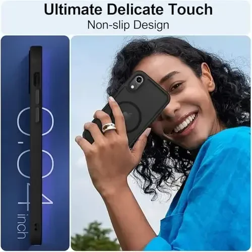 MOCCA iPhone XR uchun kuchli magnitli g'ilof, [Magsafe bilan mos keladi][Harbiy darajadagi tushishdan himoya] Yupqa yarim shaffof mat himoya qopqog'i iPhone XR 6.1'' uchun, qora - 6
