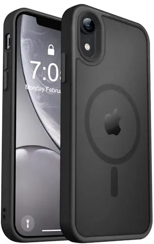 MOCCA iPhone XR uchun kuchli magnitli g'ilof, [Magsafe bilan mos keladi][Harbiy darajadagi tushishdan himoya] Yupqa yarim shaffof mat himoya qopqog'i iPhone XR 6.1'' uchun, qora 