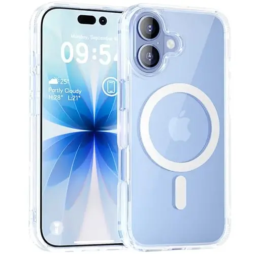 MOCCA Magnetic for iPhone 17 Case Clear,（Anti-Yellowing）(Compatible with Magsafe) 16FT Military Grade Protection Anti-Fingerprint Slim Shockproof Protective Transparent Phone Cover 6.3
