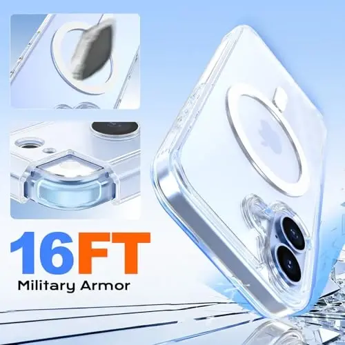 MOCCA Magnetic for iPhone 17 Case Clear,（Anti-Yellowing）(Compatible with Magsafe) 16FT Military Grade Protection Anti-Fingerprint Slim Shockproof Protective Transparent Phone Cover 6.3