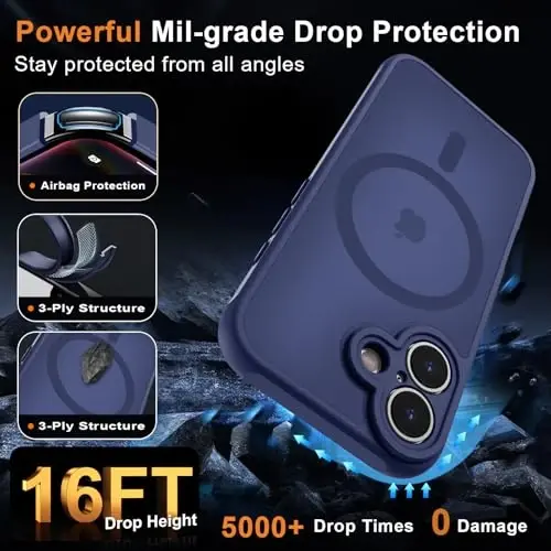 MOCCA Magnetic for iPhone 17 Case, (Compatible with Magsafe) (16FT Military Grade Protection) Full Camera Protection Anti-Fingerprint Slim Translucent Matte Phone Cover 6.3