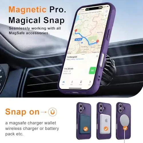 MOCCA Magnetic for iPhone 17 Case, (Compatible with Magsafe) (16FT Military Grade Protection) Full Camera Protection Anti-Fingerprint Slim Translucent Matte Phone Cover 6.3