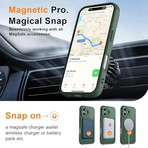 MOCCA Magnetic for iPhone 17 Case, (Compatible with Magsafe) (16FT Military Grade Protection) Full Camera Protection Anti-Fingerprint Slim Translucent Matte Phone Cover 6.3