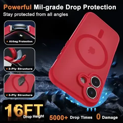 MOCCA Magnetic for iPhone 17 Case, (Compatible with Magsafe) (16FT Military Grade Protection) Full Camera Protection Anti-Fingerprint Slim Translucent Matte Phone Cover 6.3