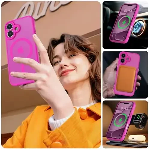 MOCCA Magnetic for iPhone 17 Case, (Magsafe bilan mos) (16FT Harbiy darajadagi himoya) To'liq kamera himoyasi Barmoq izlariga qarshi Ingichka shaffof matli telefon qopqog'i 6.3