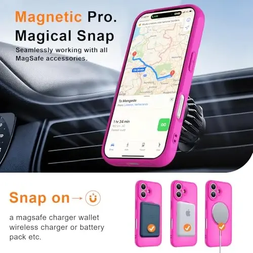 MOCCA Magnetic for iPhone 17 Case, (Magsafe bilan mos) (16FT Harbiy darajadagi himoya) To'liq kamera himoyasi Barmoq izlariga qarshi Ingichka shaffof matli telefon qopqog'i 6.3