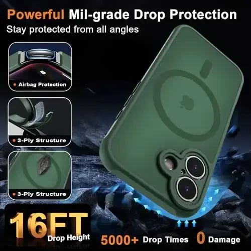 MOCCA Magnetic for iPhone 17 Case, (Magsafe bilan mos) (16FT harbiy darajadagi himoya) To'liq kamera himoyasi Barmoq izlariga qarshi Yengil yarim shaffof matli telefon qopqog'i 6.3