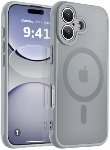 MOCCA Magnetic for iPhone 17 Case, (Magsafe bilan mos) (16FT harbiy darajadagi himoya) To'liq kamera himoyasi Barmoq izlariga qarshi Yengil yarim shaffof matli telefon qopqog'i 6.3