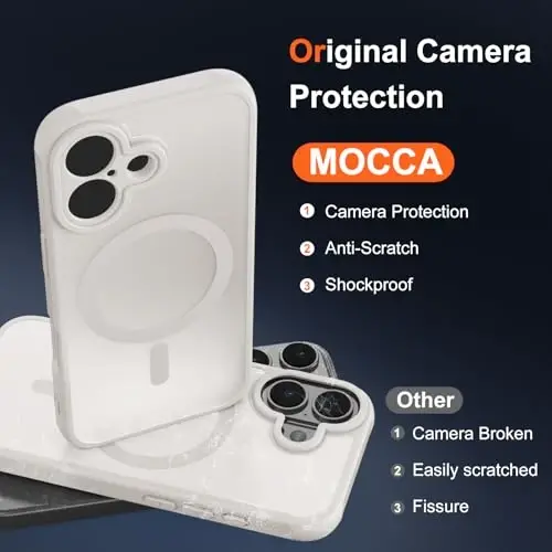 MOCCA Magnetic for iPhone 17 Case, (Magsafe bilan mos) (16FT harbiy darajadagi himoya) To'liq kamera himoyasi Barmoq izlariga qarshi Yupqa Shaffof Matte Telefon Qopqog'i 6.3