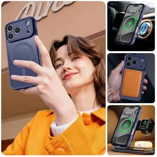 MOCCA Magnetic for iPhone 17 Pro Case, (Compatible with Magsafe) (16FT Military Grade Protection) Full Camera Protection Anti-Fingerprint Slim Translucent Matte Phone Cover 6.3