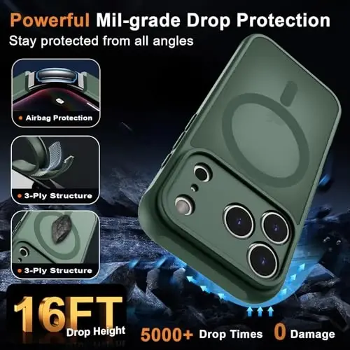 MOCCA Magnetic for iPhone 17 Pro Case, (Compatible with Magsafe) (16FT Military Grade Protection) Full Camera Protection Anti-Fingerprint Slim Translucent Matte Phone Cover 6.3