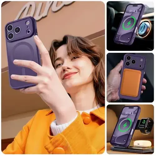 MOCCA Magnetic for iPhone 17 Pro Case, (Magsafe bilan mos) (16FT Harbiy darajadagi himoya) Toʻliq kamera himoyasi Barmoq izlariga qarshi Yengil yarim shaffof matli telefon qopqogʻi 6.3