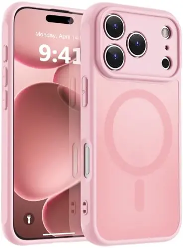 MOCCA Magnetic for iPhone 17 Pro Case, (Magsafe bilan mos) (16FT harbiy darajadagi himoya) To'liq kamera himoyasi Barmoq izlariga qarshi Yupqa yarim shaffof matli telefon qopqog'i 6.3