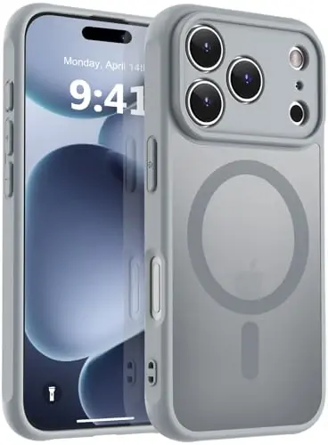 MOCCA Magnetic for iPhone 17 Pro Case, (Magsafe bilan mos) (16FT Harbiy darajadagi himoya) To'liq kamera himoyasi Barmoq izlariga qarshi Yupqa yarim shaffof matli telefon qopqog'i 6.3