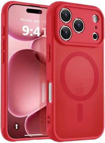 MOCCA Magnetic for iPhone 17 Pro Case, (Magsafe bilan mos keladi) (16FT harbiy darajadagi himoya) To'liq kamera himoyasi Barmoq izlariga qarshi Yupqa yarim shaffof matli telefon qopqog'i 6.3