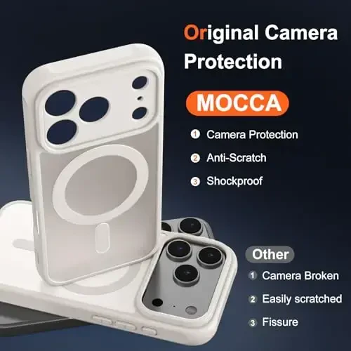 MOCCA Magnetic for iPhone 17 Pro Max Case, (Compatible with Magsafe) (16FT Military Grade Protection) Full Camera Protection Anti-Fingerprint Slim Translucent Matte Phone Cover 6.9