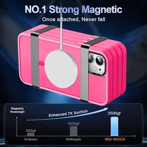 MOCCA Magnetic Shockproof for iPhone 11 Case,Hot Pink | 10ft Drop | Compatible with MagSafe | w/ Screen & Lens Protectors | Anti-Slip Matte | Raised Camera & Screen Lip | Ultra-Slim - 3
