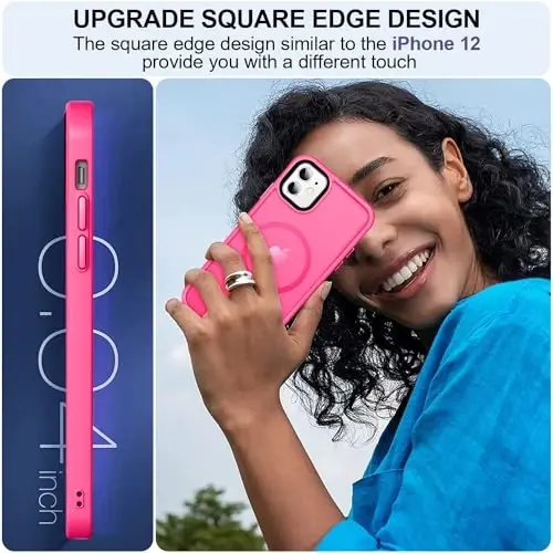MOCCA Magnetic Shockproof for iPhone 11 Case,Hot Pink | 10ft Drop | Compatible with MagSafe | w/ Screen & Lens Protectors | Anti-Slip Matte | Raised Camera & Screen Lip | Ultra-Slim - 6