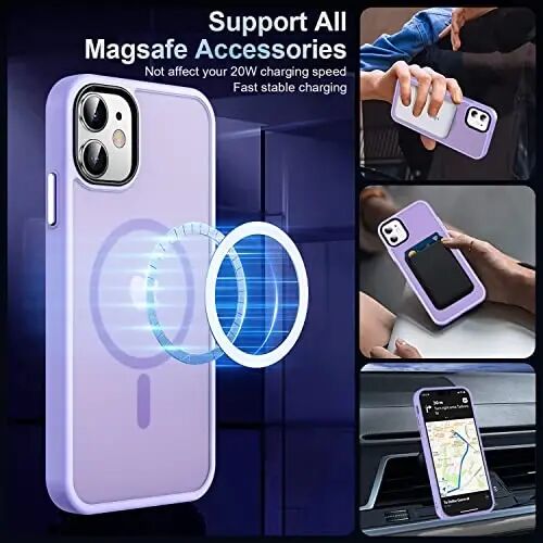 MOCCA Magnetic Shockproof for iPhone 11 Case,Light Purple | 10ft Drop | Compatible with MagSafe | w/ Screen & Lens Protectors | Anti-Slip Matte | Raised Camera & Screen Lip | Ultra-Slim - MOCCA (1)