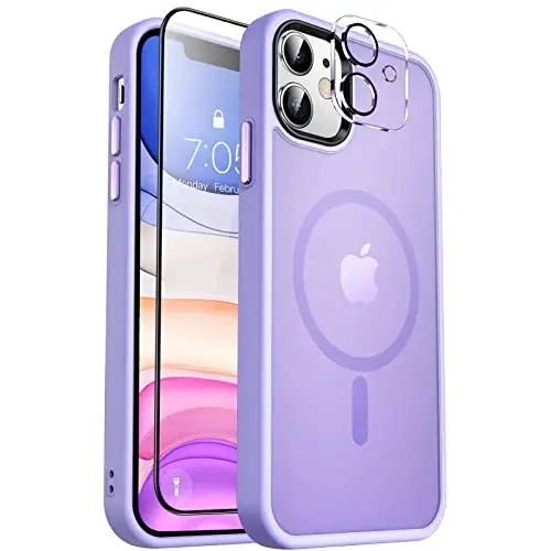 MOCCA Magnetic Shockproof for iPhone 11 Case,Light Purple | 10ft Drop | Compatible with MagSafe | w/ Screen & Lens Protectors | Anti-Slip Matte | Raised Camera & Screen Lip | Ultra-Slim - 1