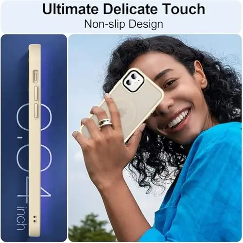 MOCCA Magnetic Shockproof for iPhone 12 Case,Light Gold | Fits iPhone 12/12 Pro | 10ft Drop | Compatible with MagSafe | Anti-Slip Matte | Raised Camera & Screen Lip | Ultra-Slim - 6