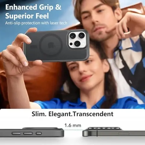 MOCCA Magnetic Shockproof for iPhone 14 Pro Case,Titanium Black | 13ft Drop Tested | Compatible with MagSafe | Anti-Slip Matte Finish | Raised Camera & Screen Lip | Ultra-Slim Design - 6