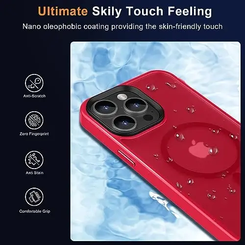 MOCCA Magnetic Shockproof for iPhone 14 Pro Max Case,Red | 10ft Drop Tested | Compatible with MagSafe | Anti-Slip Matte Finish | Raised Camera & Screen Lip | Ultra-Slim Design - 6